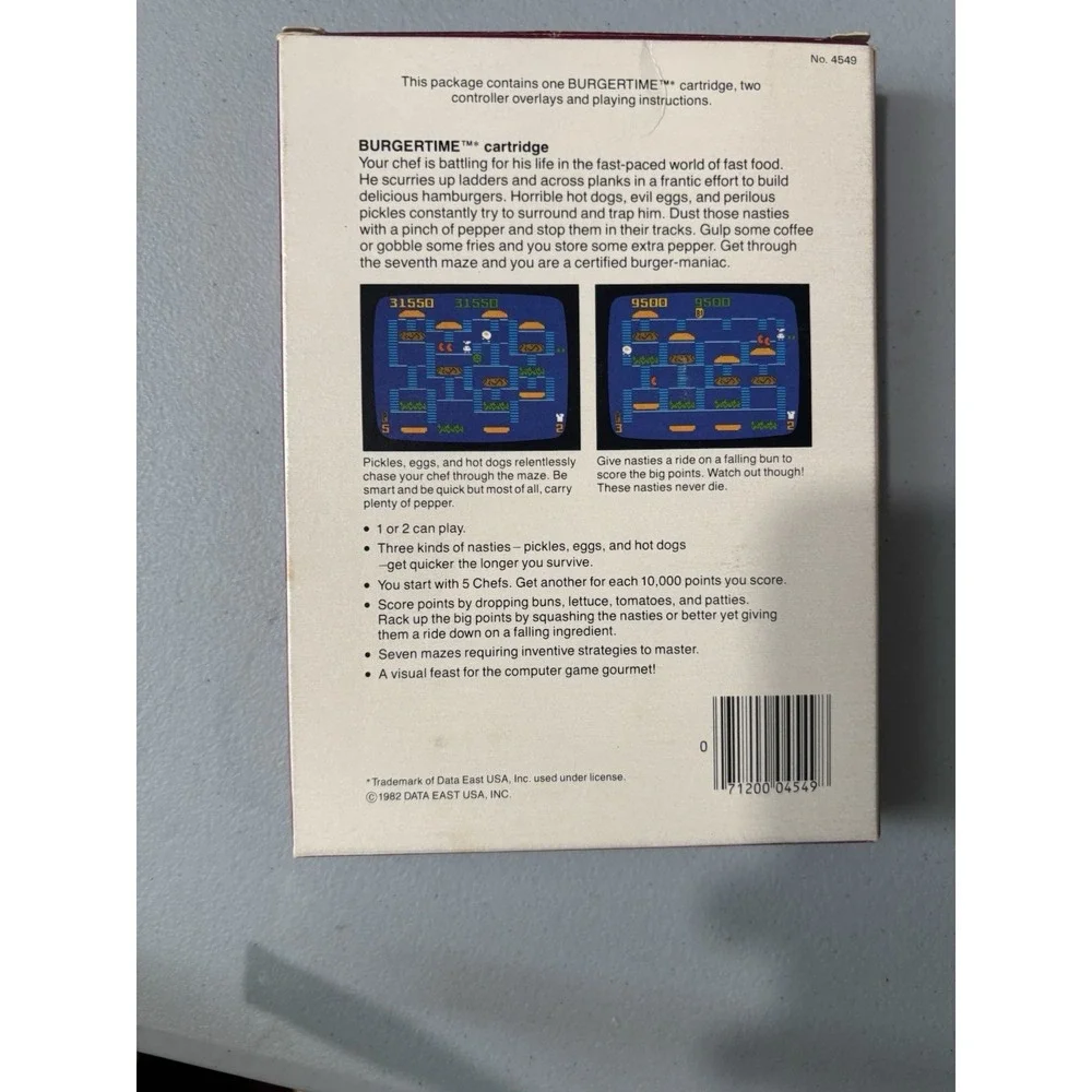 Mattel‎ BurgerTime (Intellivision, 1983), Game Complete In Box